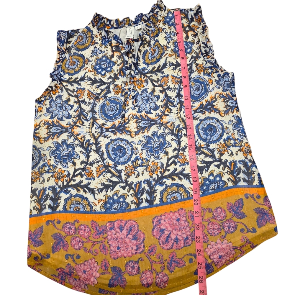 Joie Boho Multicolor Floral Sleeveless Blouse Lightweight & Feminine Size S - Picture 5 of 12